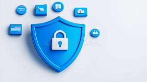 Shield or lock icon integrated into a clean digital interface (for cybersecurity)